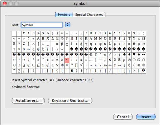 advanced symbols word for mac